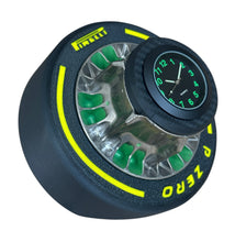 Load image into Gallery viewer, Formula One Race Used Wheel Nut Desk Clock featuring the Pirelli Tyre stand - Red Bull Racing - Max Verstappen - FIA Formula One Drivers&#39; World Champion F1-247 (Copy)
